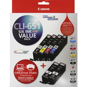Canon CLI-651 and PGI-650 Ink Cartridges Value 6 Pack