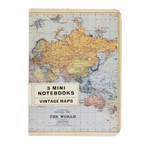 Cavallini Mini Notebook World Maps 3 Pack