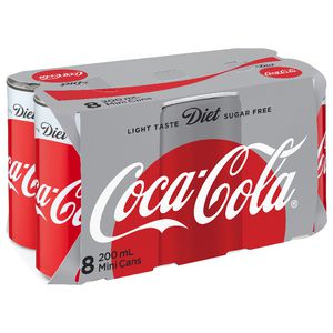 Diet Coca-Cola Mini Cans 200mL 8 Pack