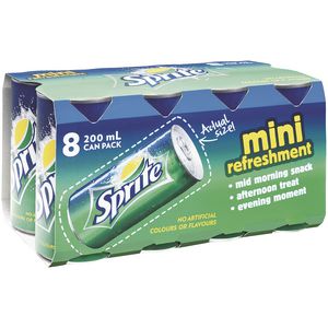 Sprite Mini Cans 200mL 8 Pack