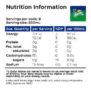 Sprite Mini Cans 200mL 8 Pack