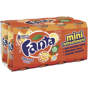 Fanta Mini Cans 200mL 8 Pack