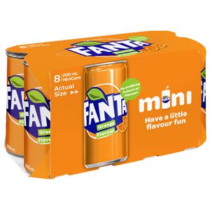 Fanta Mini Cans 200mL 8 Pack