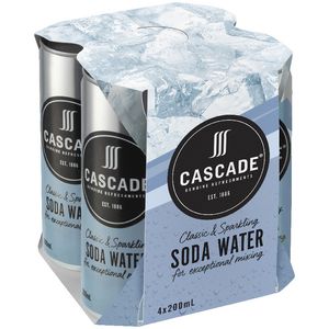 Cascade Soda Water 200mL 4 Pack