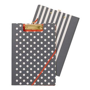 A4 Clipfolder Navy with Spots and Stripes