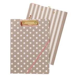 A4 Clipfolder Warm Grey with Spots and Stripes