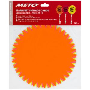Meto A5 Starburst Sign Cards Fluoro 12 Pack