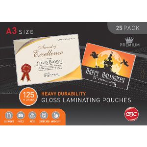 GBC Laminating Pouch A3 125 Micron Gloss 25 Pack