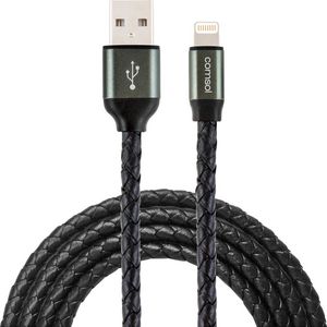 Comsol Premium Lightning to USB Cable Leather Look 1m Black