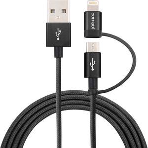 Comsol Lightning and Micro USB Combo Cable 1m Metallic Black