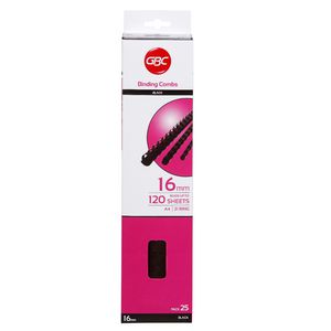 GBC Binding Comb 21 Loop Plastic 16mm Black 25 Pack