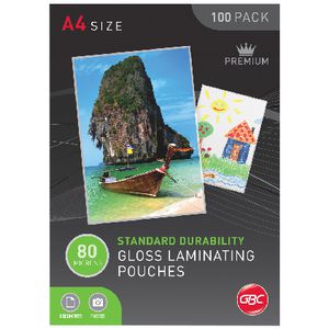 GBC Laminating Pouch A4 80 Micron Gloss 100 Pack