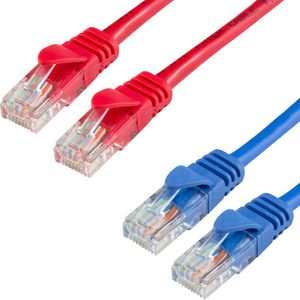 CAT 5e Cable 2m Twin Pack Blue and Red