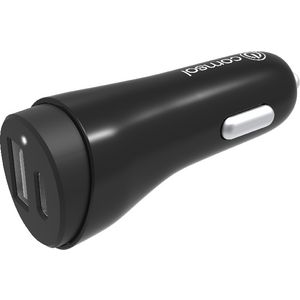 Comsol Dual Port USB Car Charger with USB-C 3.4A/17W Black