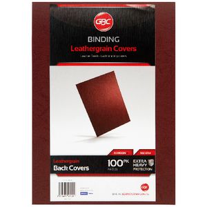 GBC A4 Back Binding Cover Leathergrain Maroon 100 Pack