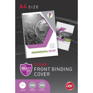 GBC A4 PVC Binding Covers 200 Micron Clear 100 Pack
