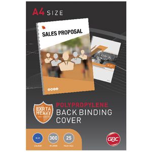 GBC A4 Polypropylene Binding Covers 300micron Blue 25 Pack