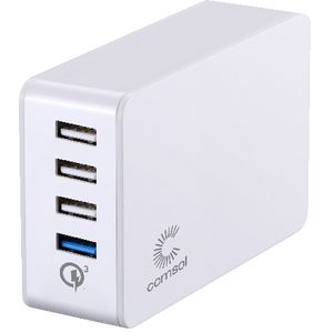 Comsol 4 Port USB Desktop Charger with QC3.0 38W White