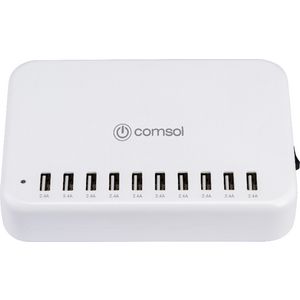 Comsol 10 Port USB Desktop Charger 24A/120W White