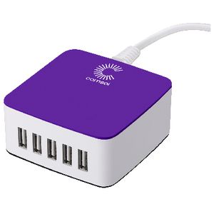 Comsol 5 Port Desktop USB Charger 8A/40W Purple