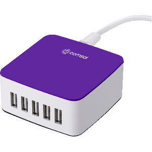 Comsol 5 Port Desktop USB Charger 8A/40W Purple