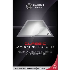 GBC Laminating Pouch Credit Card 125 Micron Gloss 100 Pack