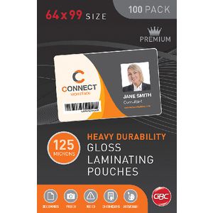 GBC Laminating Pouch 64 x 99mm 125micron Gloss 100 Pack