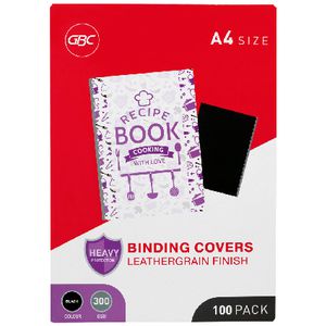 GBC A4 Back Binding Cover Leathergrain Black 100 Pack