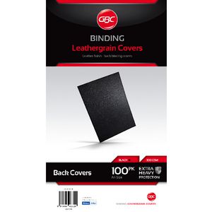 GBC A4 Back Binding Cover Leathergrain Black 100 Pack