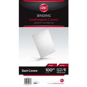 GBC A4 Back Binding Cover Leathergrain White 100 Pack