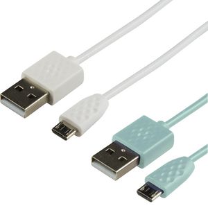 Micro USB Cable 1m Twin Pack White and Limpet Shell