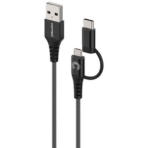 Comsol Premium 2-in-1 Micro USB and Type-C Cable 1.2m Black