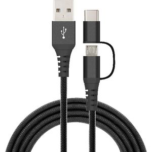 Comsol Premium 2-in-1 Micro USB and Type-C Cable 1.2m Black