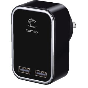 Comsol Dual Port USB Wall Charger 3.4A/17W Black