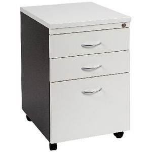 Velocity 3 Drawer Pedestal White and Ironstone