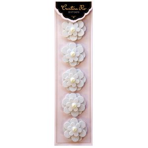 Paper Chic Peony 3D Sticker White 5 Pack