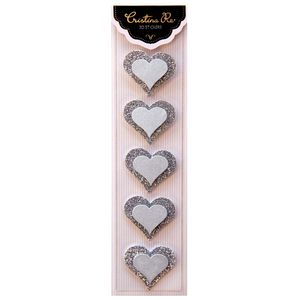 Paper Chic Peony 3D Sticker Silver 5 Pack