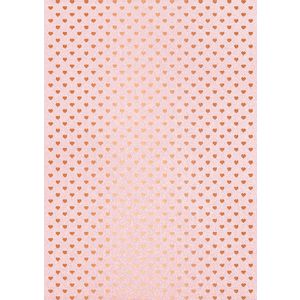Paper Chic A4 Hearts Foiled Paper Pink and Rose Gold 5 Pack