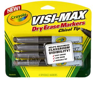 Crayola Visi-Max Whiteboard Markers Chisel Tip Black 4 Pack