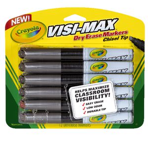 Crayola Visi-Max Whiteboard Markers Chisel Tip Black 12 Pack