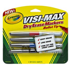 Crayola Visi-Max Whiteboard Marker Bullet Tip Assorted 4 Pack