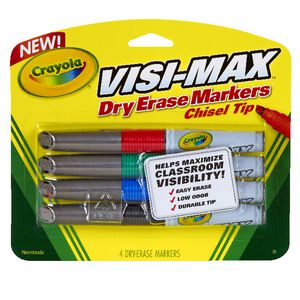 Crayola Visi-Max Whiteboard Marker Chisel Tip Assorted 4 Pack