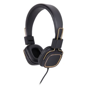 Qudo Fabric Overhead Headphones Black and Gold