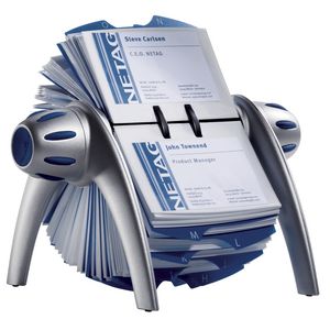 Durable Visifix Rotary Business Card File 400 Capacity Silver