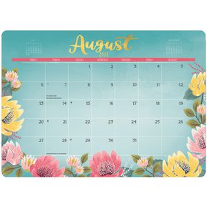 Orange Circle Decorative Desk Blotter Calendar 2018 Blossoms