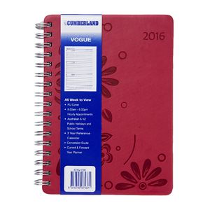 Cumberland Vogue A6 Week to View 2016 Diary Assorted
