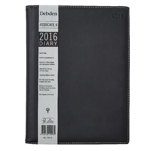 Collins Debden Associate A4 Day to Page 2016 Diary Black