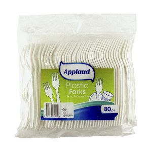 Applaud Disposable Plastic Forks White 80 Pack