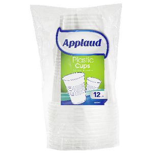 Applaud Disposable Plastic Cups 490mL Clear 12 Pack