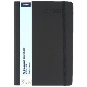 J.Burrows Thermal PU A5 Day to Page FY17/18 Diary Black